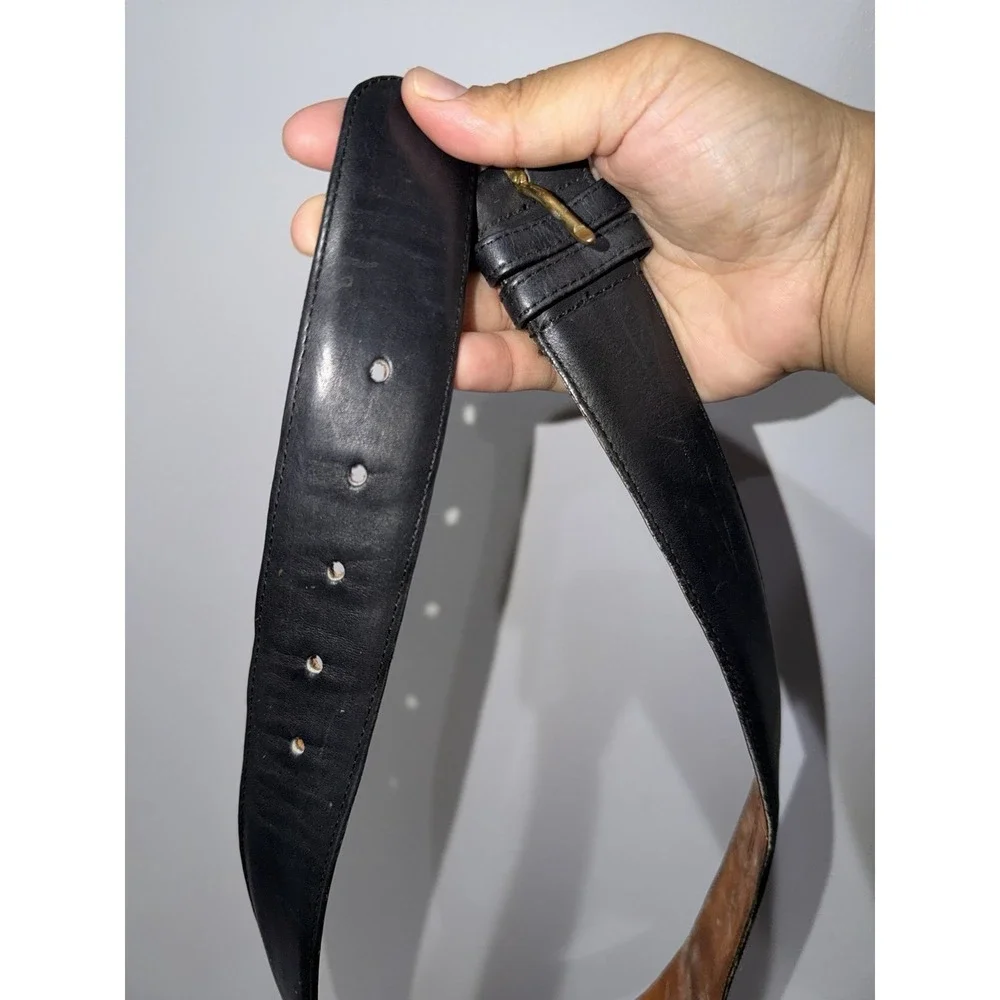 Coach Belt 8500 USA Black Leather Brass Buckle‎ 36